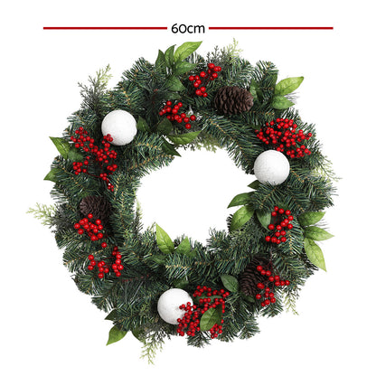 Jingle Jollys 2FT 60CM Christmas Wreath with Decor Xmas Tree Decoration Tristar Online