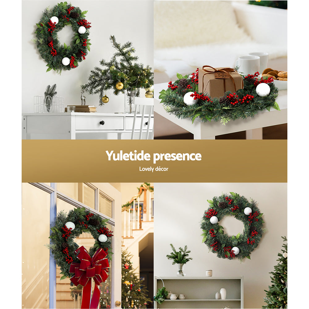 Jingle Jollys 2FT 60CM Christmas Wreath with Decor Xmas Tree Decoration Tristar Online