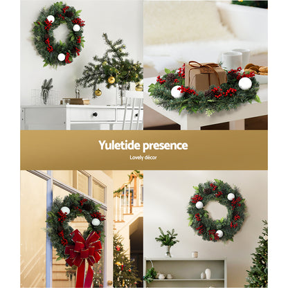 Jingle Jollys 2FT 60CM Christmas Wreath with Decor Xmas Tree Decoration Tristar Online