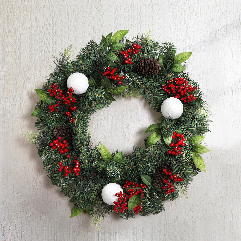 Jingle Jollys 2FT 60CM Christmas Wreath with Decor Xmas Tree Decoration Tristar Online