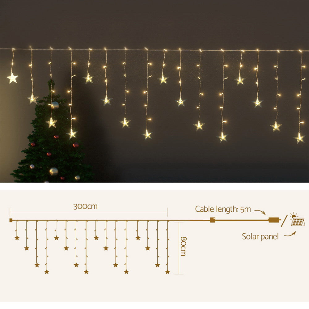 Jingle Jollys Solar Christmas Lights 80 LED 3M Icicle Light Star Decorations Tristar Online