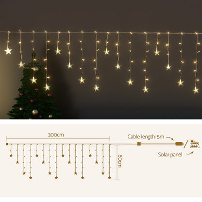 Jingle Jollys Solar Christmas Lights 80 LED 3M Icicle Light Star Decorations Tristar Online