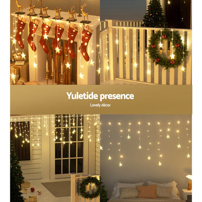 Jingle Jollys Solar Christmas Lights 80 LED 3M Icicle Light Star Decorations Tristar Online