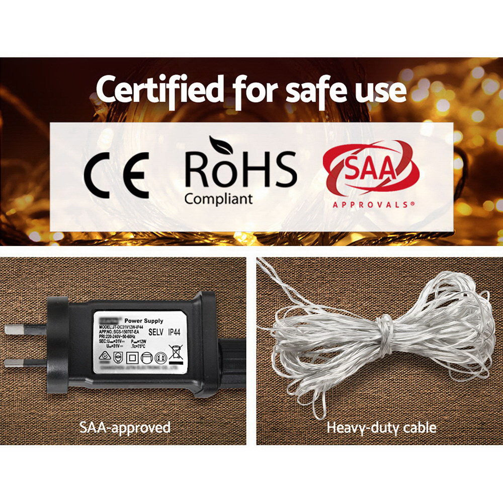 Jingle Jollys 6X3M Christmas Curtain Lights 600LED Warm White Tristar Online