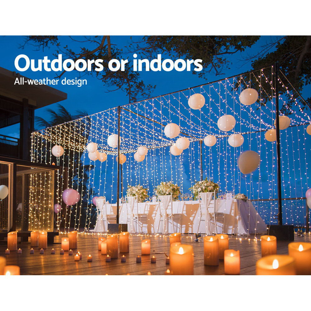 Jingle Jollys 6X3M Christmas Curtain Lights 600LED Warm White Tristar Online