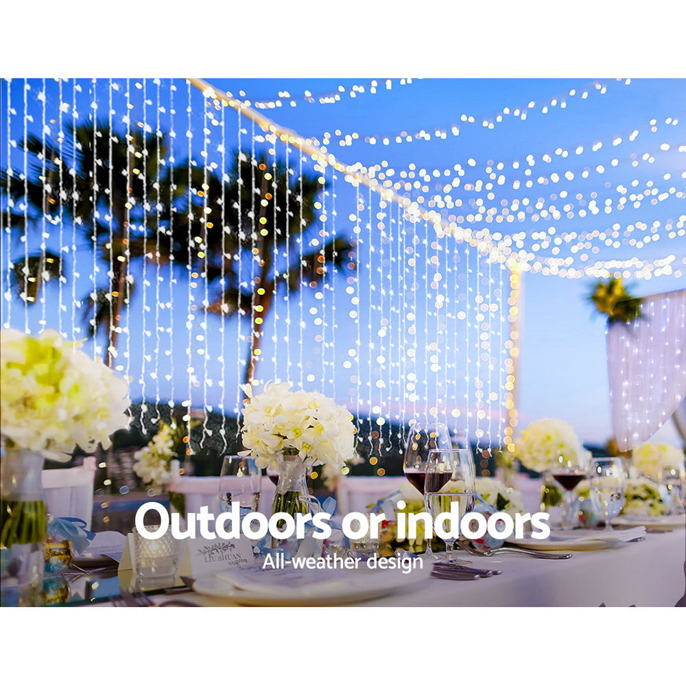 Jingle Jollys 6X3M Christmas Curtain Fairy Lights String 600LED Party Wedding CW Tristar Online
