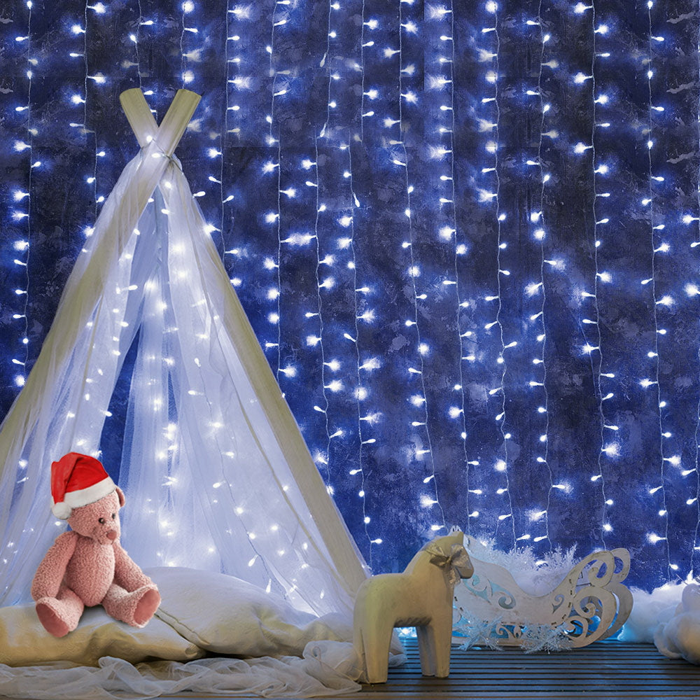 Jingle Jollys 6X3M Christmas Curtain Fairy Lights String 600LED Party Wedding CW Tristar Online