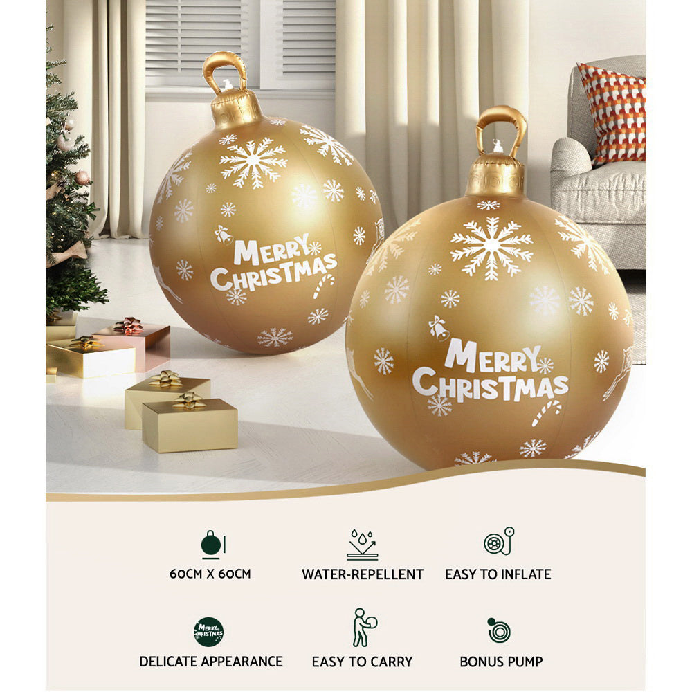 Jingle Jollys Christmas Inflatable Ball 60cm Decoration Giant Bauble Gold Tristar Online