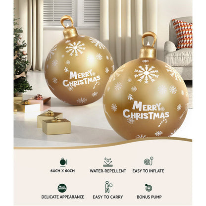 Jingle Jollys Christmas Inflatable Ball 60cm Decoration Giant Bauble Gold Tristar Online