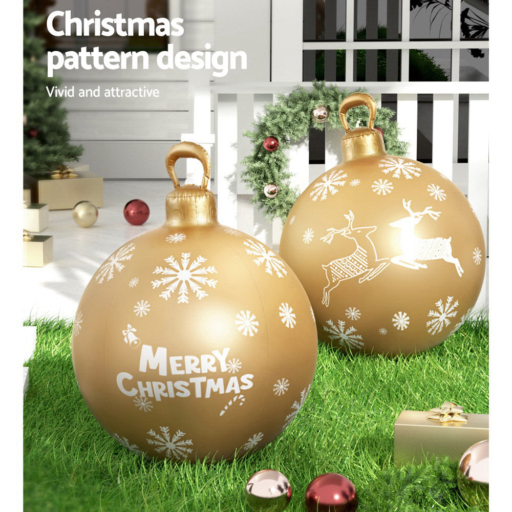 Jingle Jollys Christmas Inflatable Ball 60cm Decoration Giant Bauble Gold Tristar Online