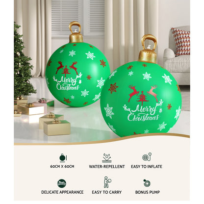 Jingle Jollys Christmas Inflatable Ball 60cm Decoration Giant Bauble Green Tristar Online