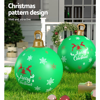 Jingle Jollys Christmas Inflatable Ball 60cm Decoration Giant Bauble Green Tristar Online