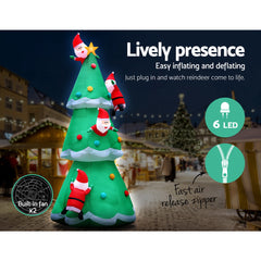 Jingle Jollys Christmas Inflatable Santa Tree 5M Outdoor Xmas Decorations Lights Tristar Online