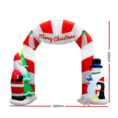 Jingle Jollys Christmas Inflatable Santa Archway 3M Outdoor Decorations Lights Tristar Online