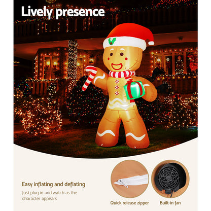 Jingle Jollys Christmas Inflatable Bear Doll 2.4M Outdoor Decorations Lights Tristar Online