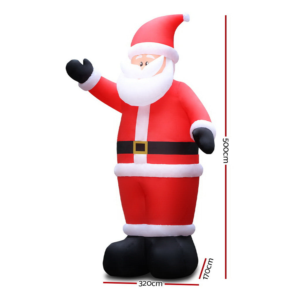 Jingle Jollys 5M Christmas Inflatable Santa Decorations Outdoor Air-Power Light Tristar Online
