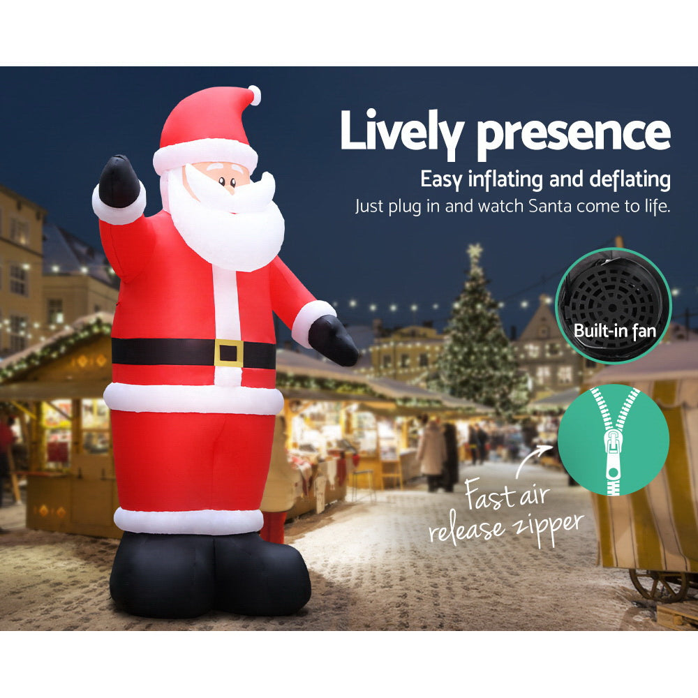 Jingle Jollys 5M Christmas Inflatable Santa Decorations Outdoor Air-Power Light Tristar Online
