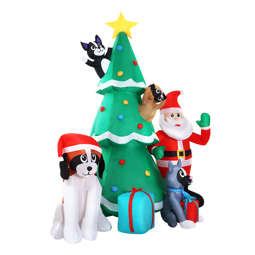 Jingle Jollys Christmas Inflatable Santa Tree 3M Lights Outdoor Decorations LED Tristar Online