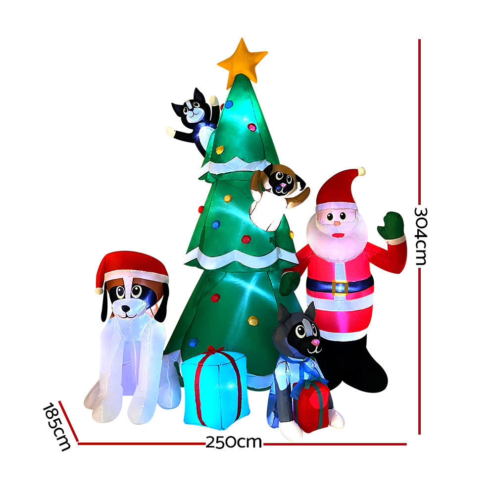 Jingle Jollys Christmas Inflatable Santa Tree 3M Lights Outdoor Decorations LED Tristar Online