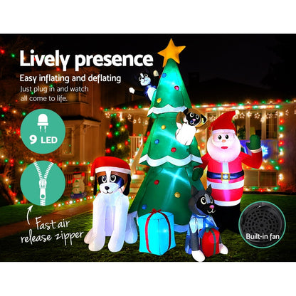 Jingle Jollys Christmas Inflatable Santa Tree 3M Lights Outdoor Decorations LED Tristar Online