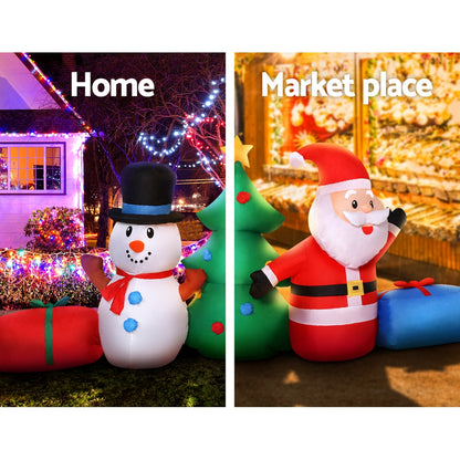 Jingle Jollys Christmas Inflatable Tree Snowman Lights 2.7M Outdoor Decorations Tristar Online