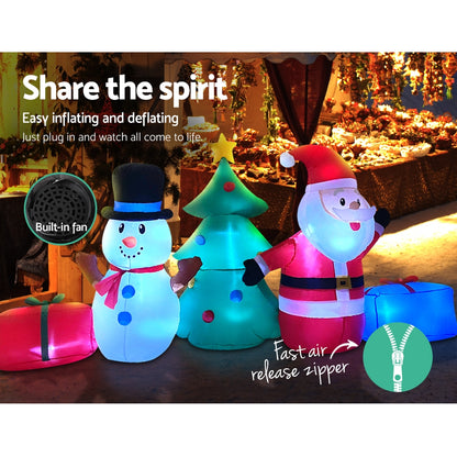 Jingle Jollys Christmas Inflatable Tree Snowman Lights 2.7M Outdoor Decorations Tristar Online