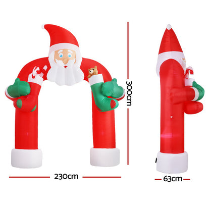 Jingle Jollys Christmas Inflatable Santa Archway 2.3M Outdoor Decorations Lights Tristar Online