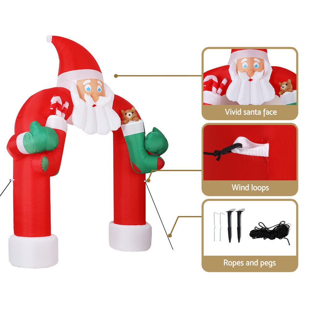 Jingle Jollys Christmas Inflatable Santa Archway 2.3M Outdoor Decorations Lights Tristar Online