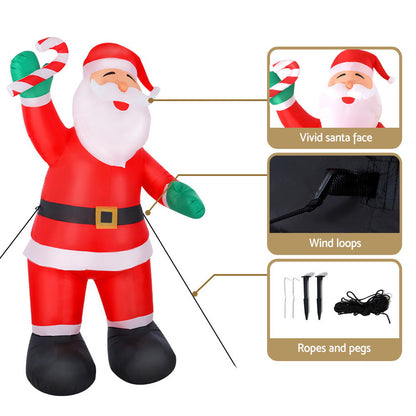 Jingle Jollys Christmas Inflatable Santa 3M Xmas Outdoor Decorations LED Lights Tristar Online