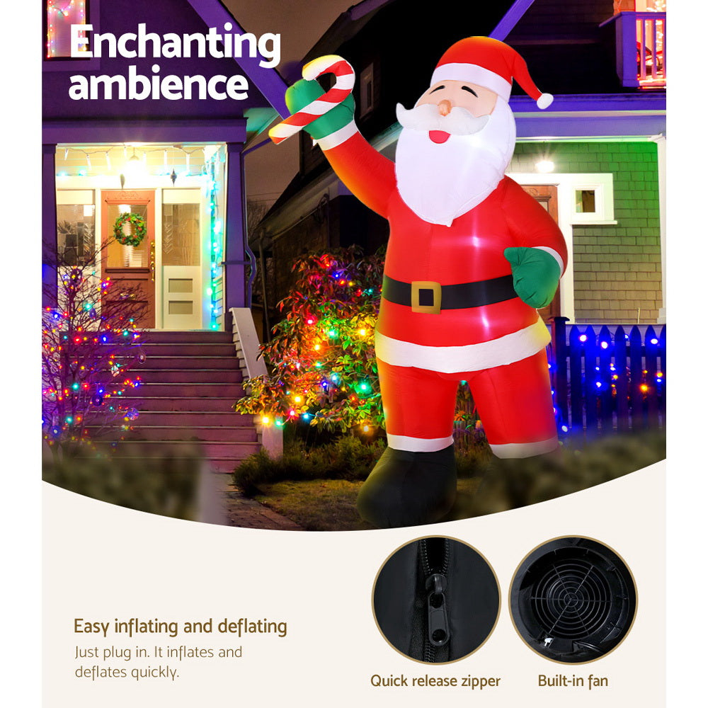 Jingle Jollys Christmas Inflatable Santa 3M Xmas Outdoor Decorations LED Lights Tristar Online