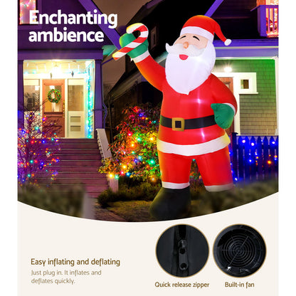 Jingle Jollys Christmas Inflatable Santa 3M Xmas Outdoor Decorations LED Lights Tristar Online