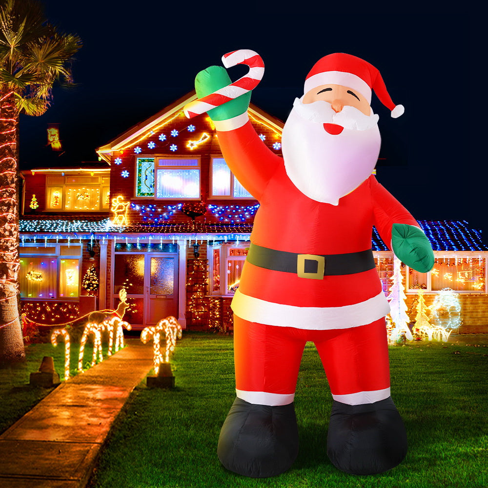 Jingle Jollys Christmas Inflatable Santa 3M Xmas Outdoor Decorations LED Lights Tristar Online