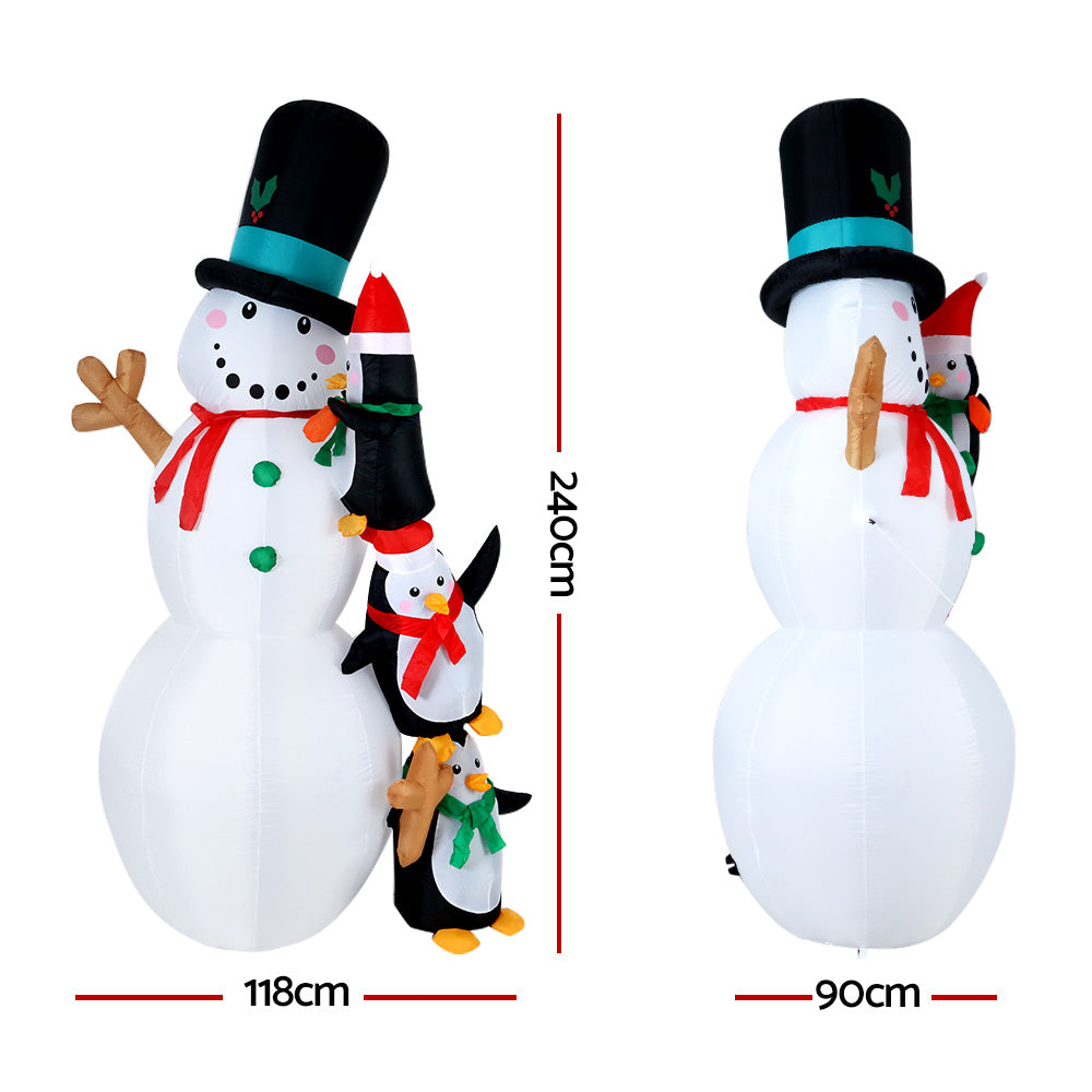 Jingle JollysChristmas Inflatable Snowman 2.4M Xmas Lights Outdoor Decorations Tristar Online