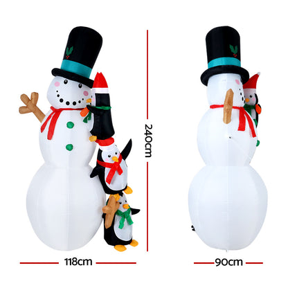 Jingle JollysChristmas Inflatable Snowman 2.4M Xmas Lights Outdoor Decorations Tristar Online