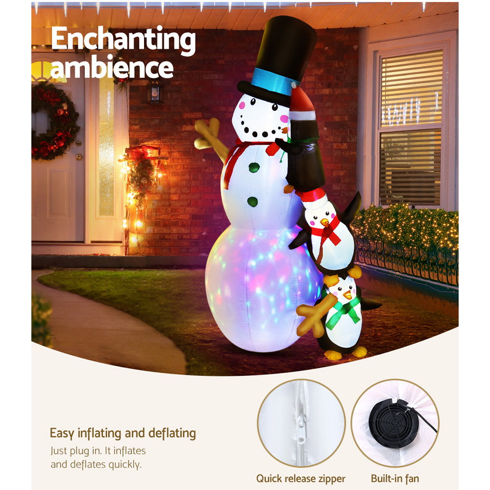 Jingle JollysChristmas Inflatable Snowman 2.4M Xmas Lights Outdoor Decorations Tristar Online