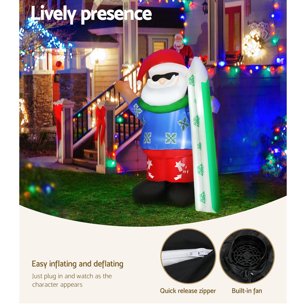 Jingle Jollys Christmas Inflatable Santa 1.6M Outdoor Xmas Decorations Lights Tristar Online