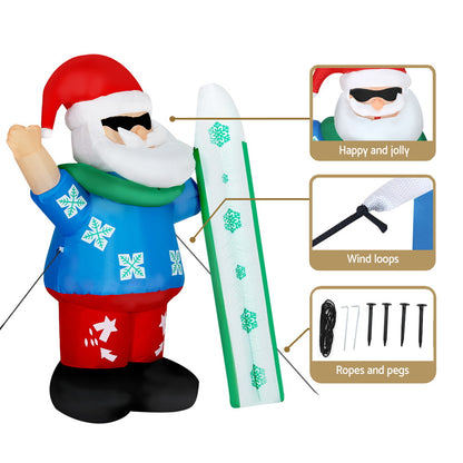 Jingle Jollys Christmas Inflatable Santa 1.6M Outdoor Xmas Decorations Lights Tristar Online