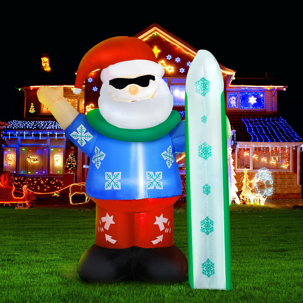 Jingle Jollys Christmas Inflatable Santa 1.6M Outdoor Xmas Decorations Lights Tristar Online
