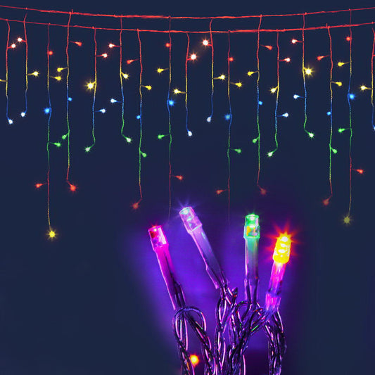Jingle Jollys 500 LED Solar Powered Christmas Icicle Lights 20M Outdoor Fairy String Party Multicolour Tristar Online