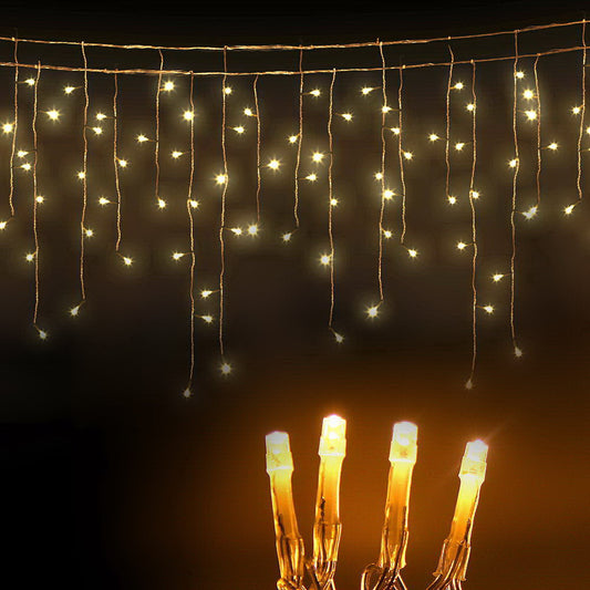 Jingle Jollys 500 LED Solar Powered Christmas Icicle Lights 20M Outdoor Fairy String Party Warm White Tristar Online