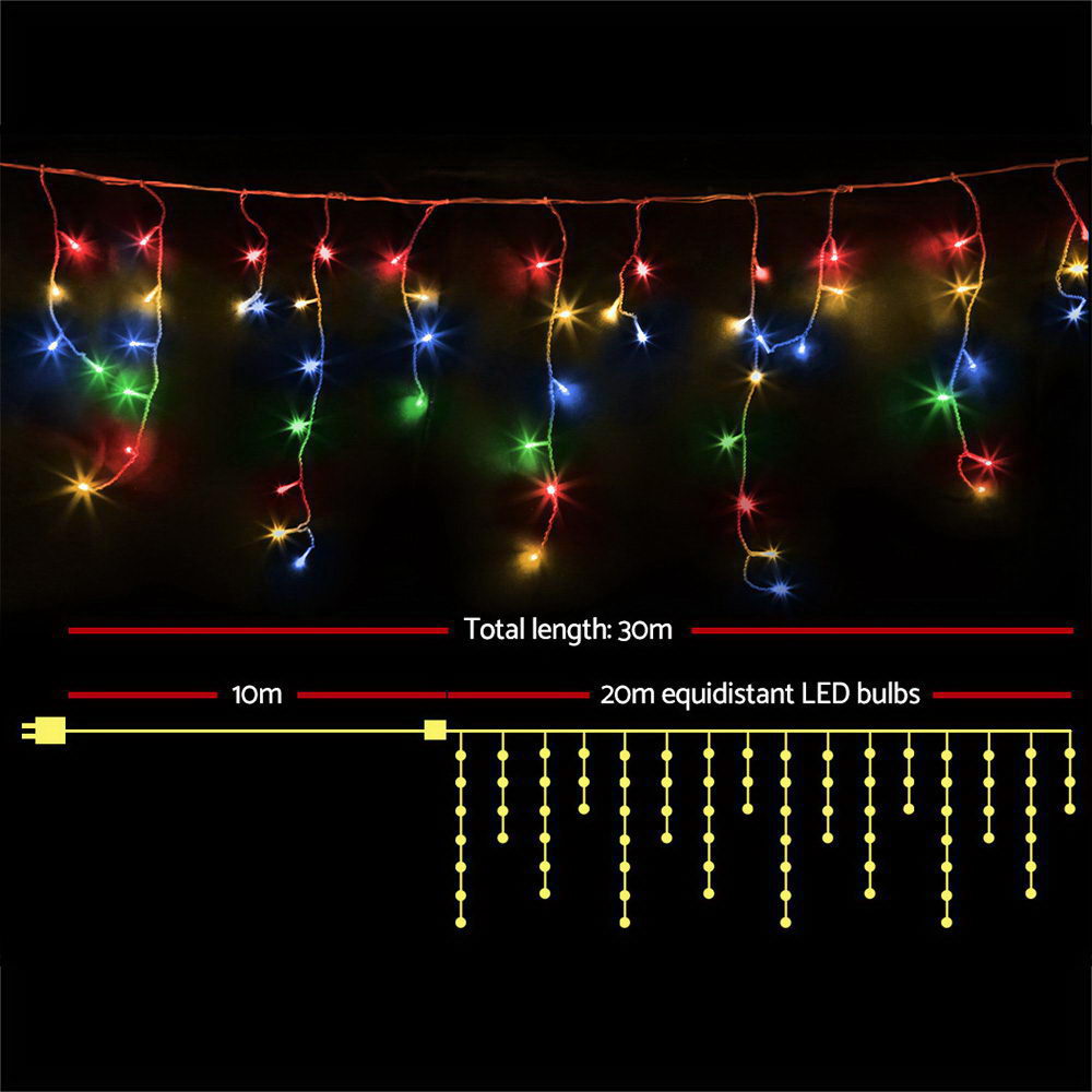 Jingle Jollys 800 LED Christmas Icicle Lights Mutlicolour Tristar Online