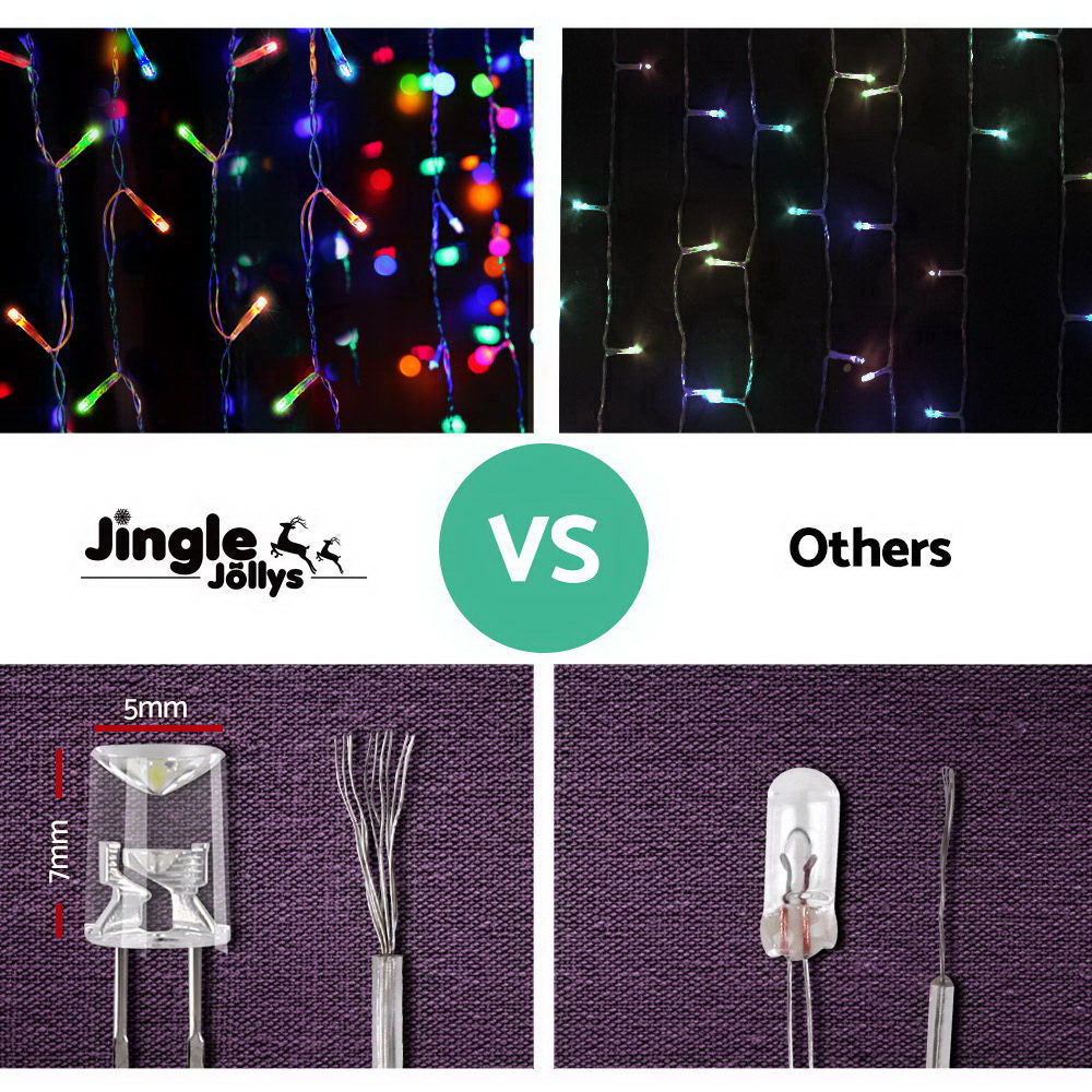 Jingle Jollys 800 LED Christmas Icicle Lights Mutlicolour Tristar Online