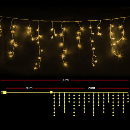Jingle Jollys 800 LED Christmas Icicle Lights Warm White Tristar Online