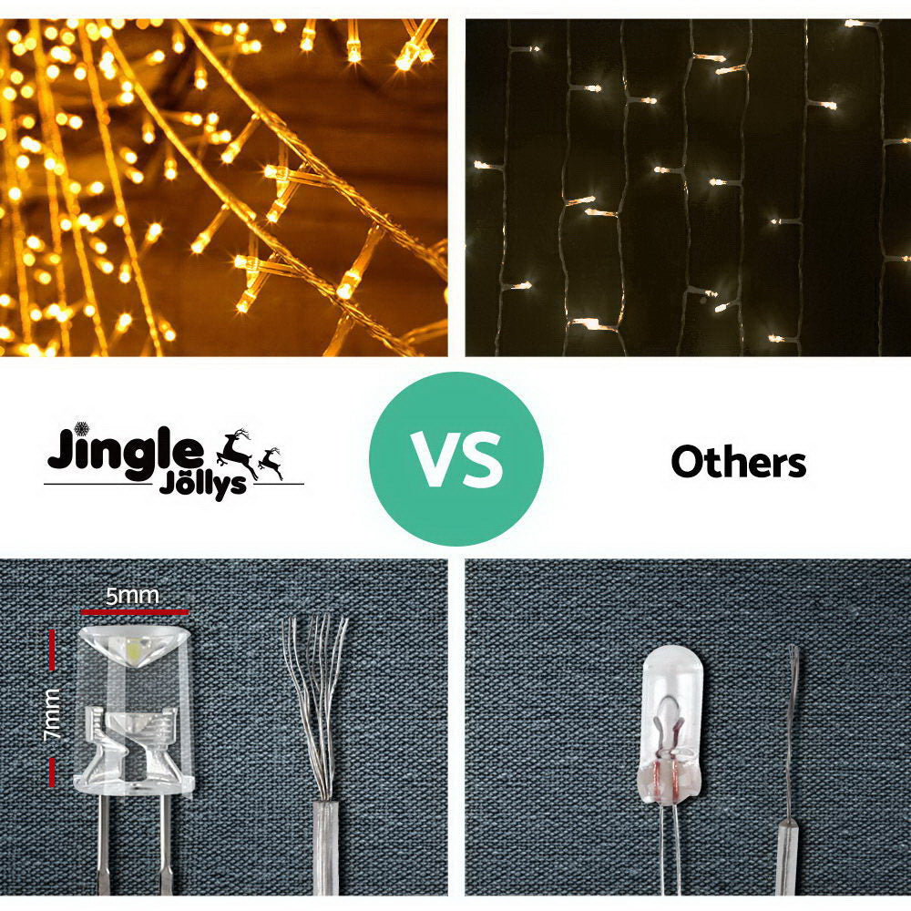 Jingle Jollys 800 LED Christmas Icicle Lights Warm White Tristar Online