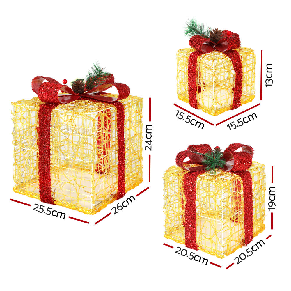 Jingle Jollys Christmas Lights LED Light Motif Reindeer 3PCS Gift Box Decor 3D Tristar Online