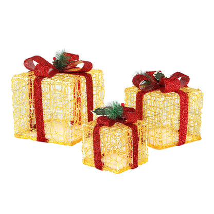 Jingle Jollys Christmas Lights LED Light Motif Reindeer 3PCS Gift Box Decor 3D Tristar Online