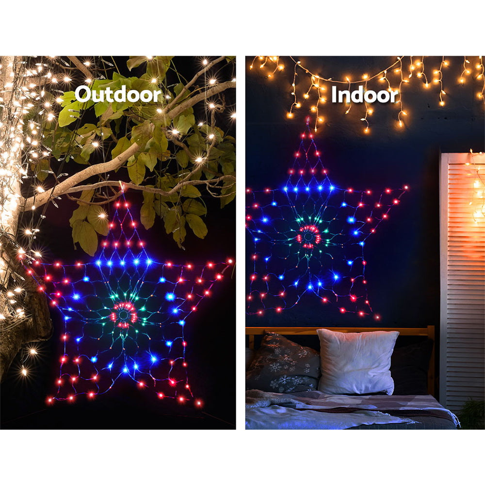 Jingle Jollys Christmas Lights Motif LED Star Net Waterproof Outdoor Colourful Tristar Online