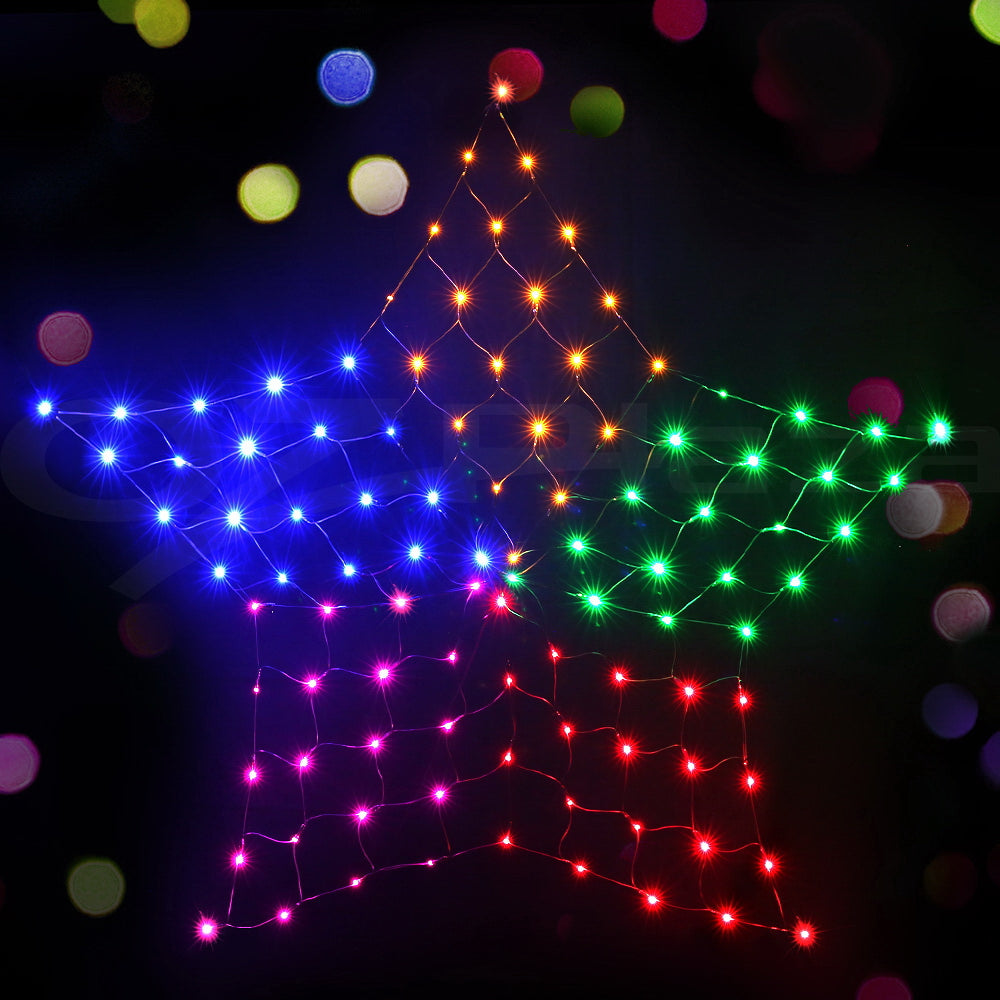 Jingle Jollys Christmas Lights Motif LED Star Net Waterproof Outdoor Colourful Tristar Online