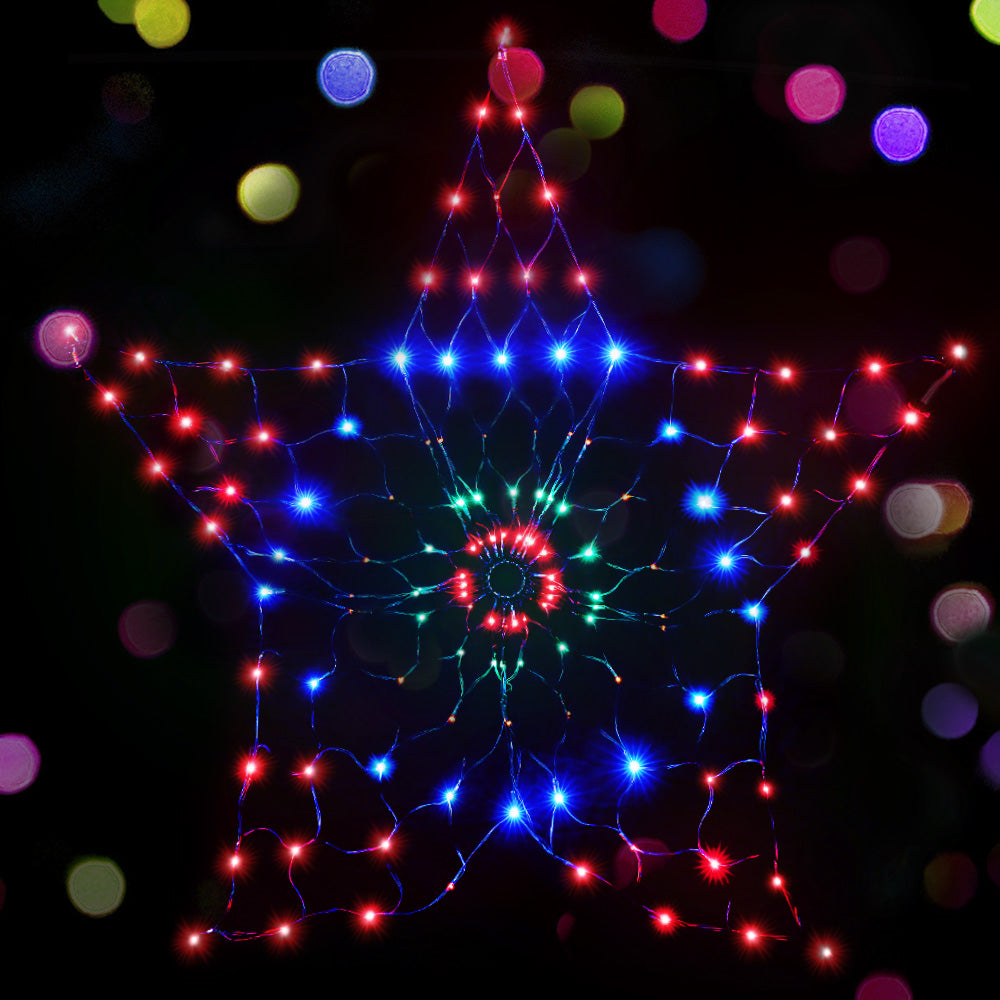 Jingle Jollys Christmas Lights Motif LED Star Net Waterproof Outdoor Colourful Tristar Online