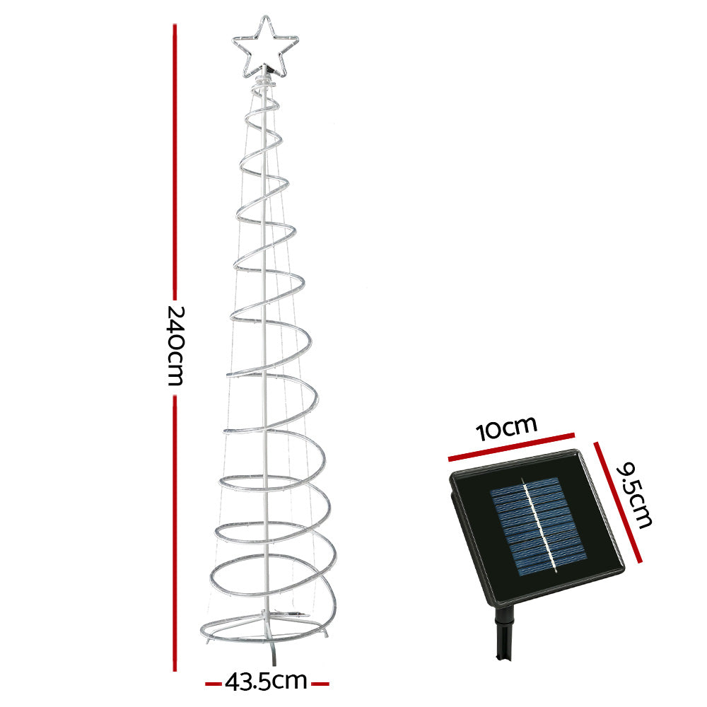 Jingle Jollys 2.4M LED Christmas Tree Solar Motif Lights 8 Modes Multi-Colour Tristar Online
